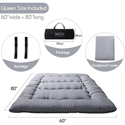 Japanese Floor Sleeping Mat, Queen Size, Grey | BuyzDirect.com